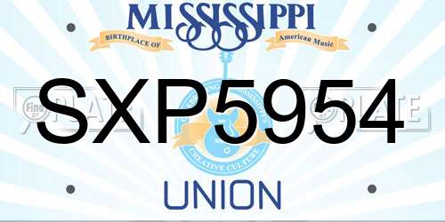 SXP5954 Mississippi License Plate