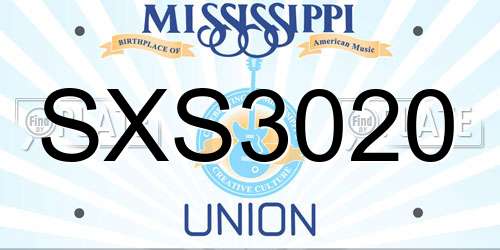 SXS3020 Mississippi License Plate