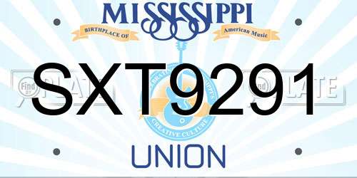 SXT9291 Mississippi License Plate
