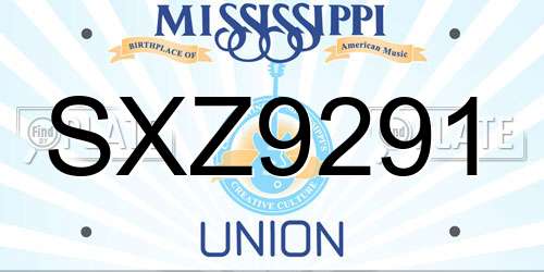 SXZ9291 Mississippi License Plate