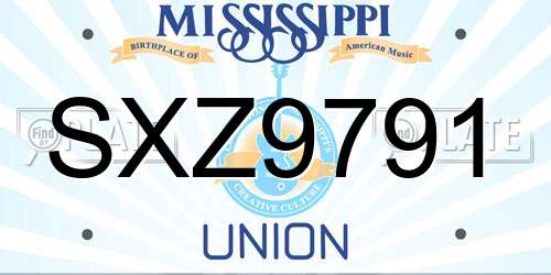 SXZ9791 Mississippi License Plate