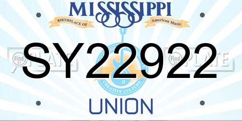 SY22922 Mississippi License Plate