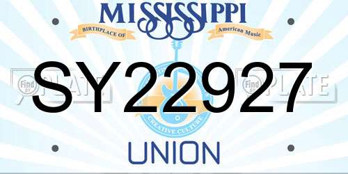 SY22927 Mississippi License Plate
