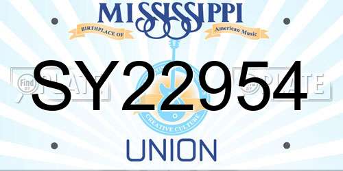 SY22954 Mississippi License Plate