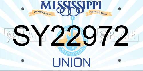 SY22972 Mississippi License Plate
