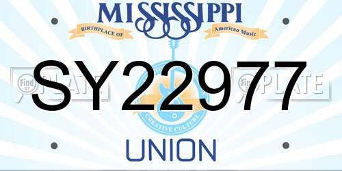SY22977 Mississippi License Plate