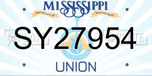 SY27954 Mississippi License Plate
