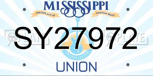 SY27972 Mississippi License Plate
