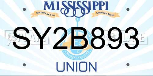 SY2B893 Mississippi License Plate