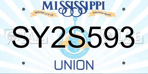 SY2S593 Mississippi License Plate