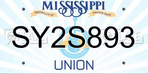 SY2S893 Mississippi License Plate