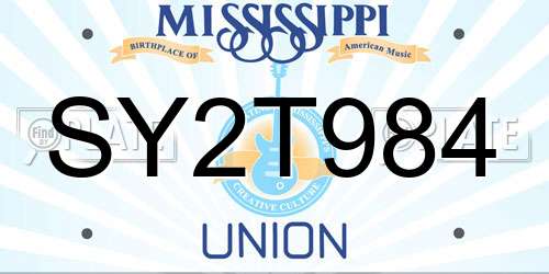 SY2T984 Mississippi License Plate