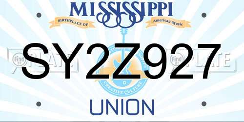 SY2Z927 Mississippi License Plate