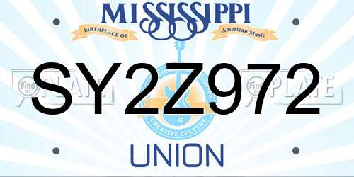 SY2Z972 Mississippi License Plate