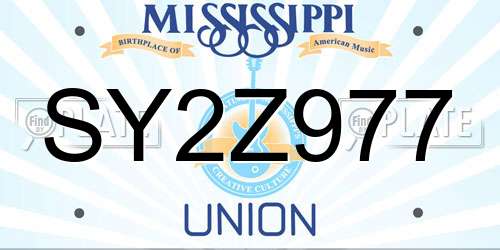 SY2Z977 Mississippi License Plate