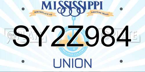SY2Z984 Mississippi License Plate