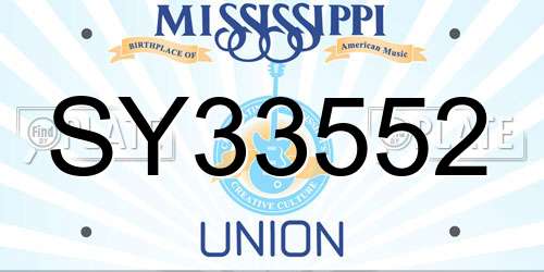 SY33552 Mississippi License Plate