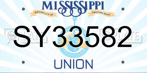 SY33582 Mississippi License Plate