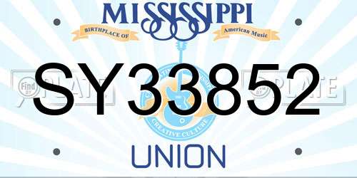 SY33852 Mississippi License Plate