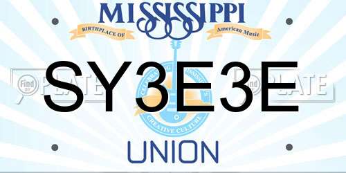 SY3E3E Mississippi License Plate