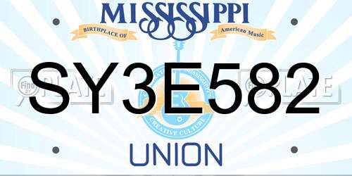 SY3E582 Mississippi License Plate