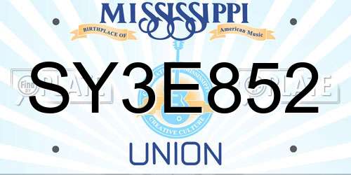 SY3E852 Mississippi License Plate