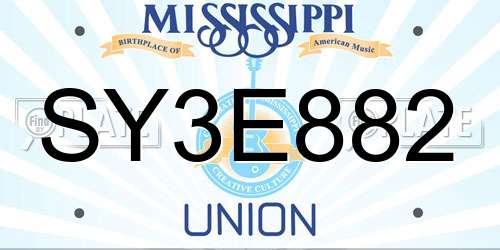 SY3E882 Mississippi License Plate