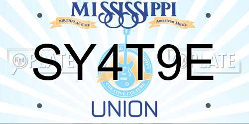 SY4T9E Mississippi License Plate