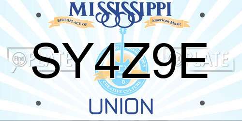 SY4Z9E Mississippi License Plate