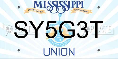 SY5G3T Mississippi License Plate