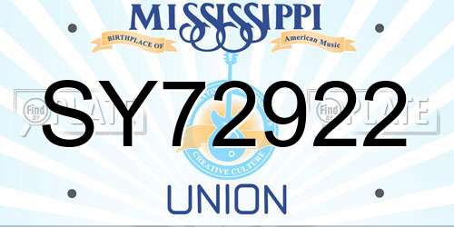 SY72922 Mississippi License Plate