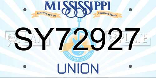SY72927 Mississippi License Plate