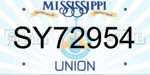 SY72954 Mississippi License Plate