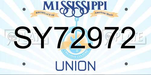 SY72972 Mississippi License Plate