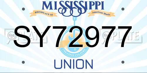 SY72977 Mississippi License Plate