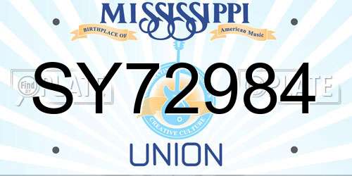 SY72984 Mississippi License Plate