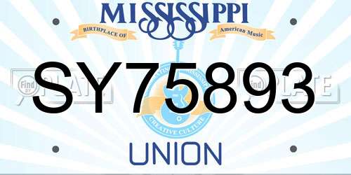 SY75893 Mississippi License Plate