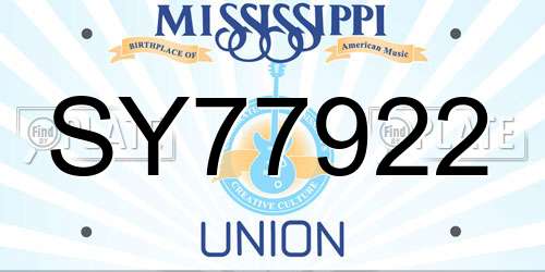 SY77922 Mississippi License Plate