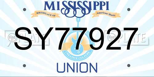 SY77927 Mississippi License Plate
