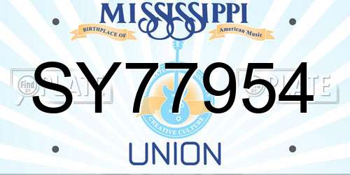 SY77954 Mississippi License Plate