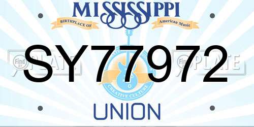 SY77972 Mississippi License Plate