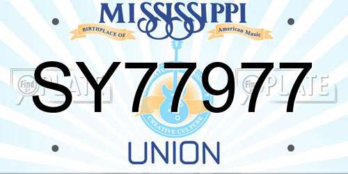 SY77977 Mississippi License Plate