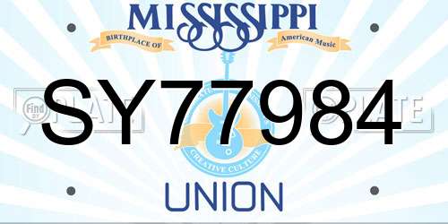 SY77984 Mississippi License Plate