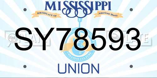 SY78593 Mississippi License Plate