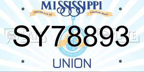 SY78893 Mississippi License Plate