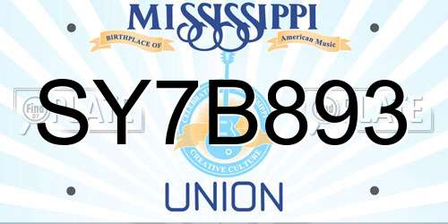 SY7B893 Mississippi License Plate