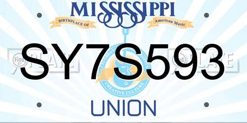 SY7S593 Mississippi License Plate