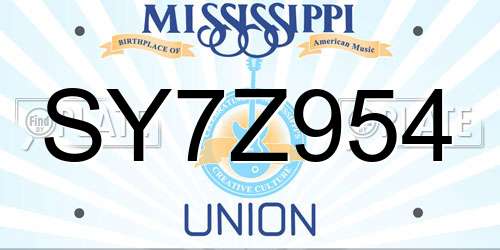 SY7Z954 Mississippi License Plate