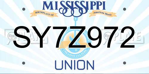 SY7Z972 Mississippi License Plate
