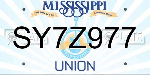 SY7Z977 Mississippi License Plate